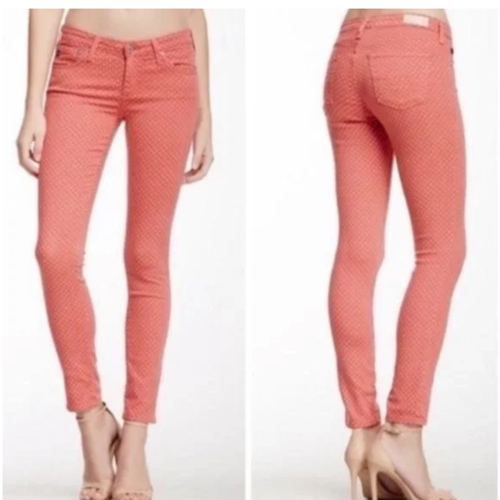 AG Adriano goldschmied Nantucket red polka dot the Stevie ankle jeans size 26